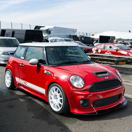 Performance MINI Cooper S JCW with 390 bhp race engine at Donington Park race circuit