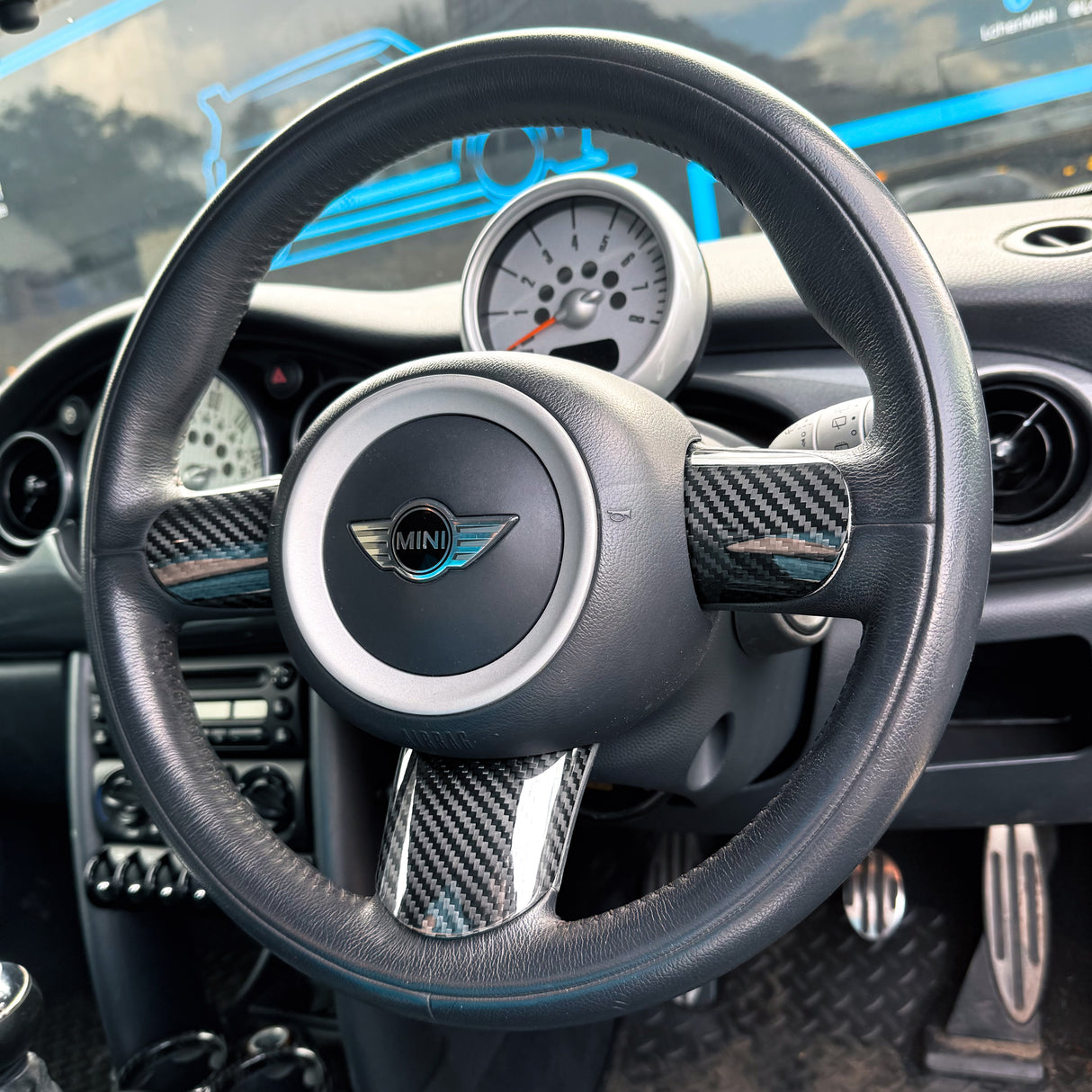 Shadow6 Carbon Steering Wheel Button Trims for MINI Gen 1 Models