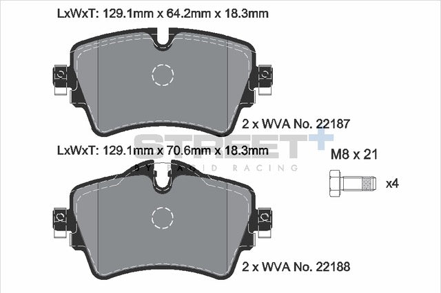 Pagid Street+ Front Brake Pads for Gen 3 F55/F56 Cooper S/ F54 Cooper | Lohen MINI