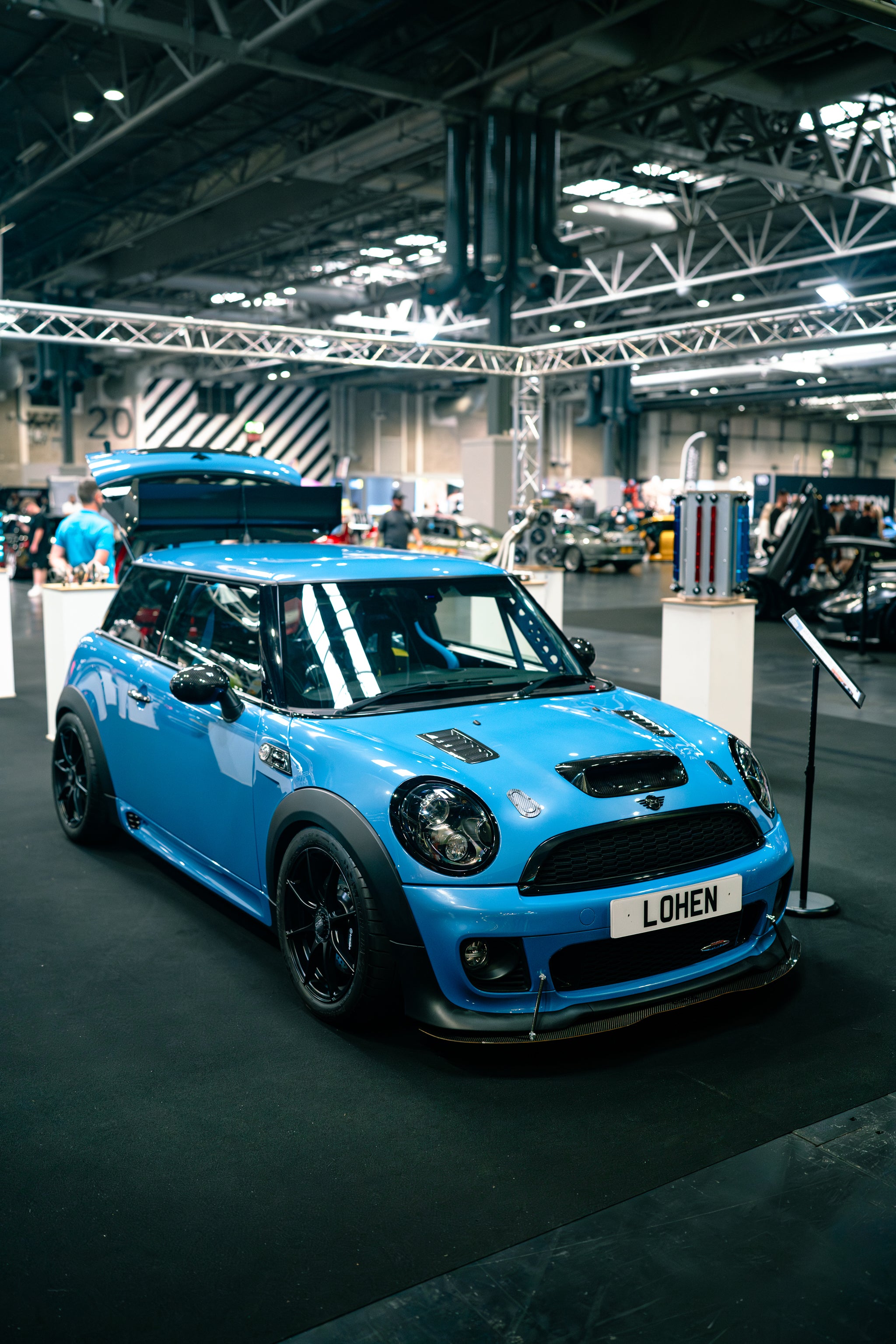 Custom 300bhp MINI R56 John Cooper Works by Lohen on the stall at Gravity show 2025 in Birmingham UK
