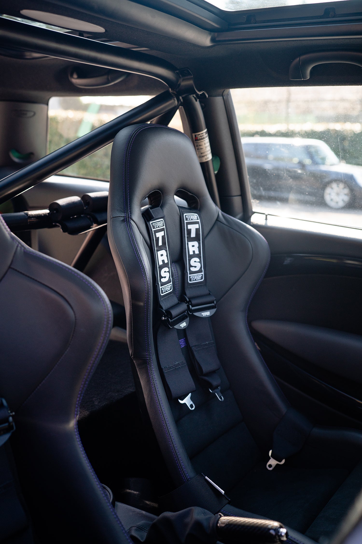 TRS harness on Cobra seats in a high powered custom MINI R56 built at Lohen