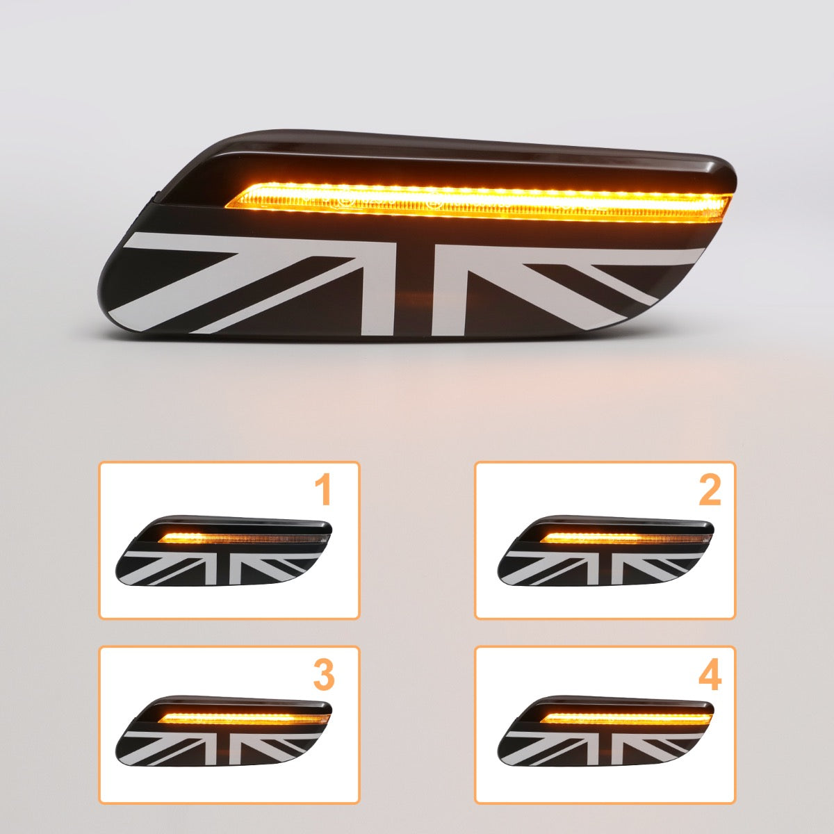 Dynamic Side Repeater with Dark Union Flag and Clear Lens | Lohen MINI
